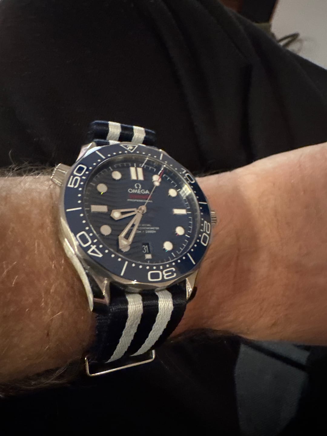 Customer photo review of Regatta Navy Blue & White Premium Nylon Watch Strap
