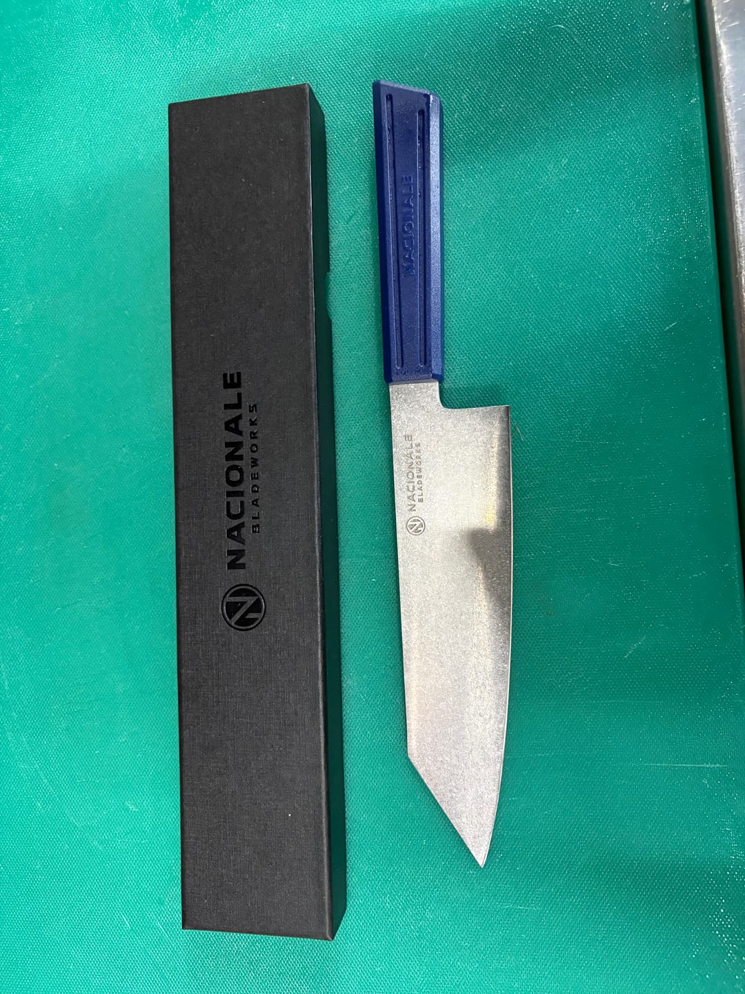 Customer photo review of 180mm Bunka. AUS8 Stainless. Recycled Plastic Skateboard Material Handle