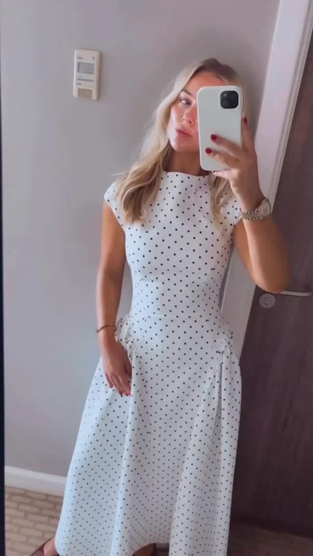 Customer photo review of Retro Polka Dot A-Line Short Sleeve Dress