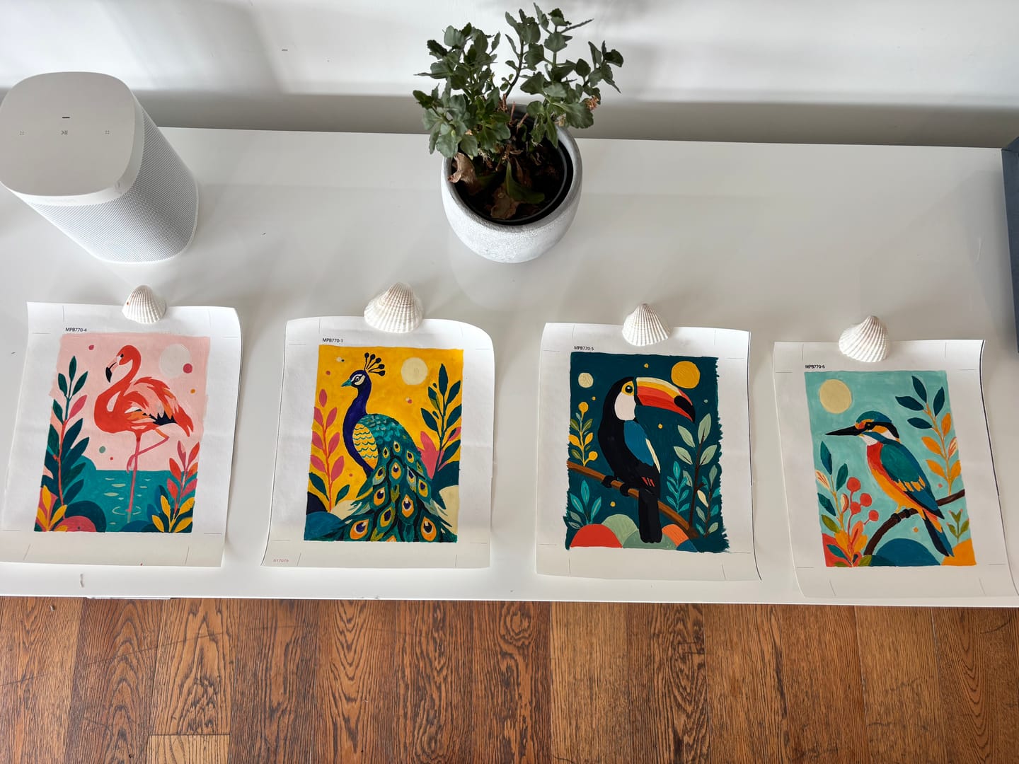 Customer photo review of 6 Mini Paintings - Exotic Birds Set