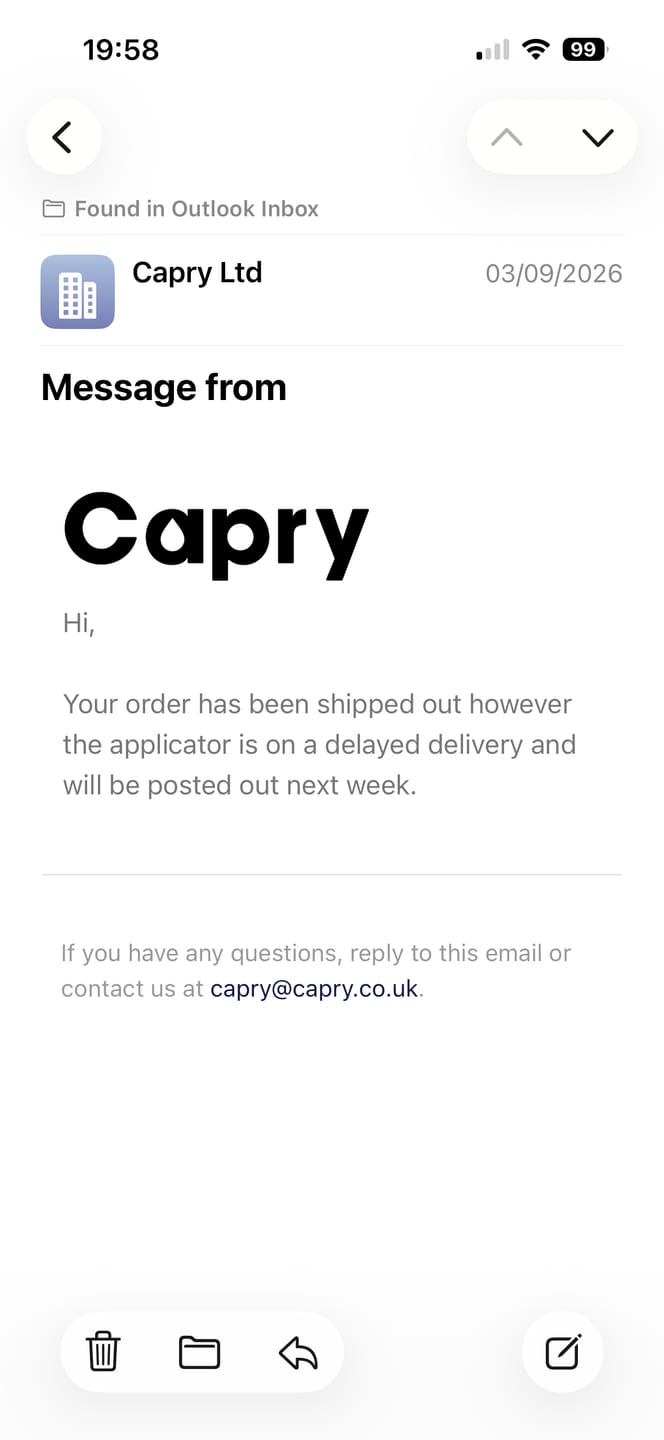 Customer photo review of Capry Oil