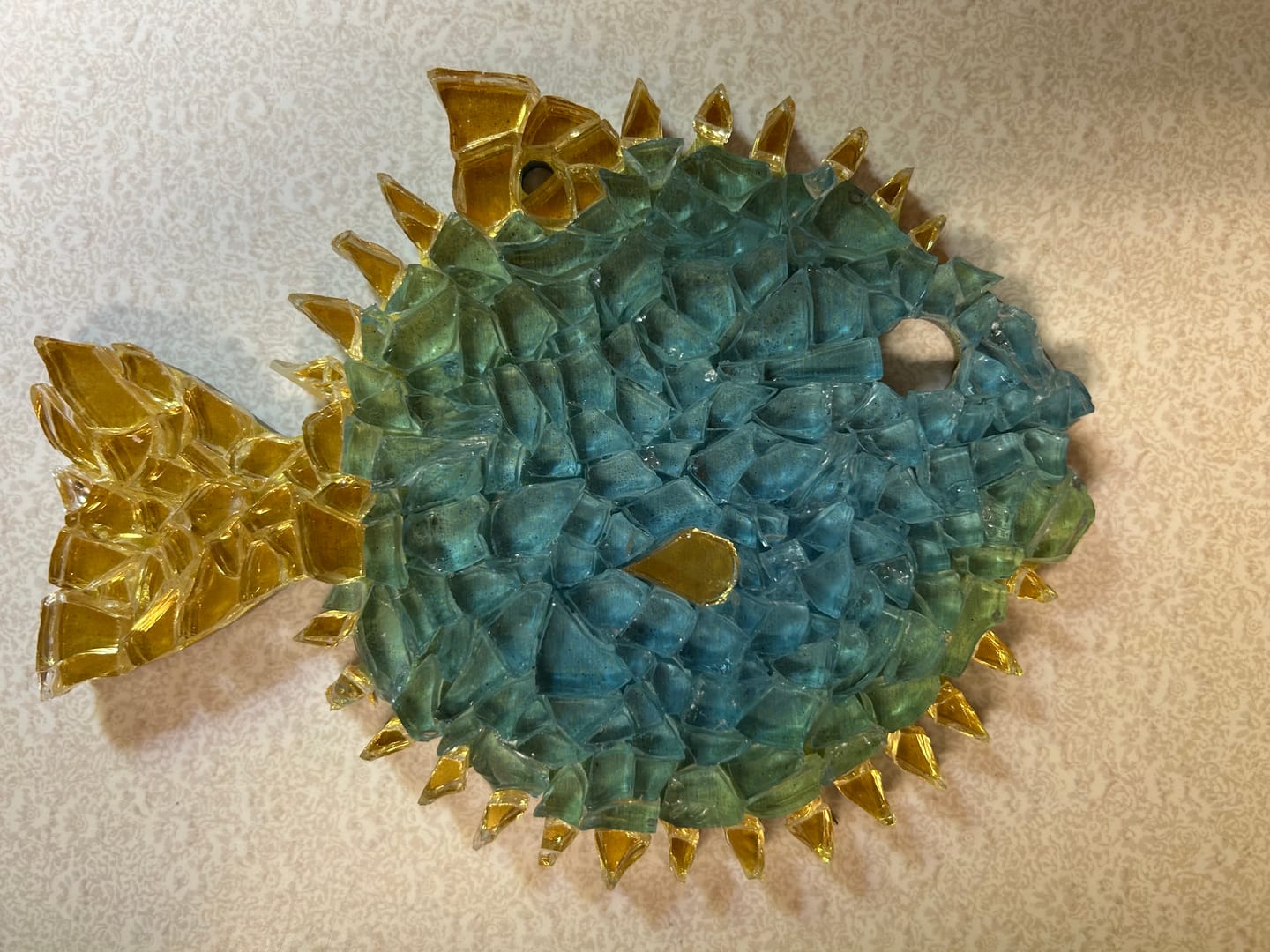 Customer photo review of Unfinished Wood Puffer Fish Shape - Craft - up to 46" DIY