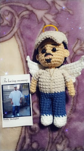 Customer photo review of Dolly® Personalized Crochet Doll with Photo Card