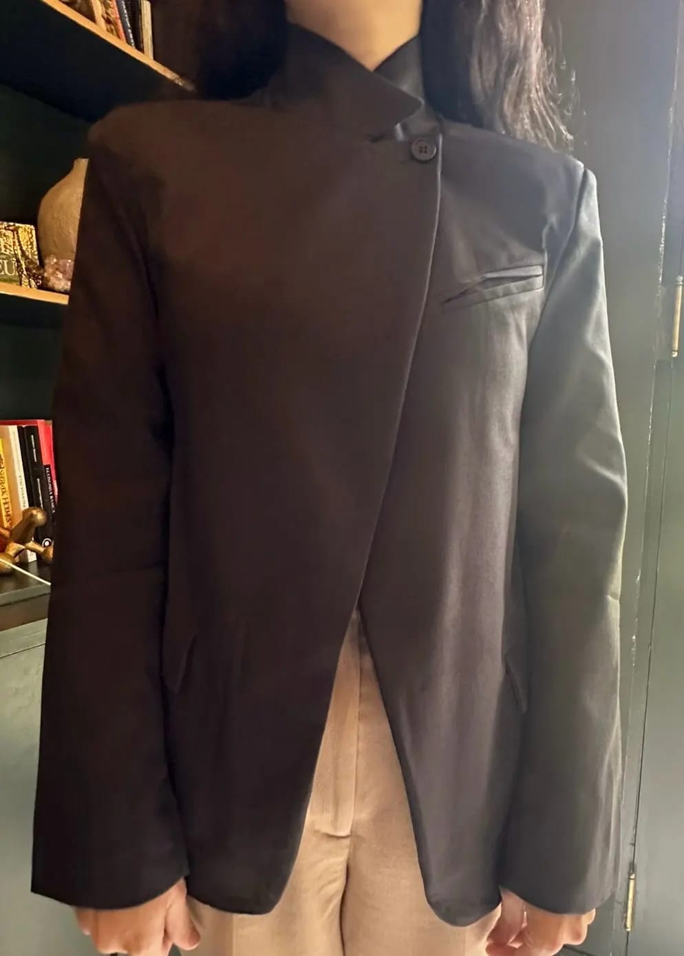 Customer photo review of Esther Vintage Asymmetric High Neck Blazer