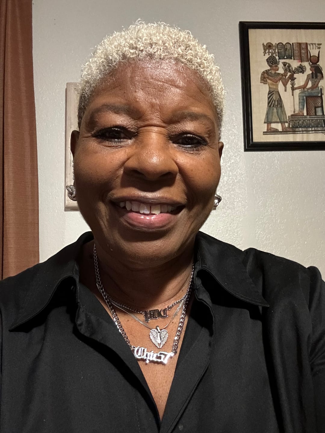 Customer photo review of Thick Gothic Nameplate Necklace w/ Cuban Chain