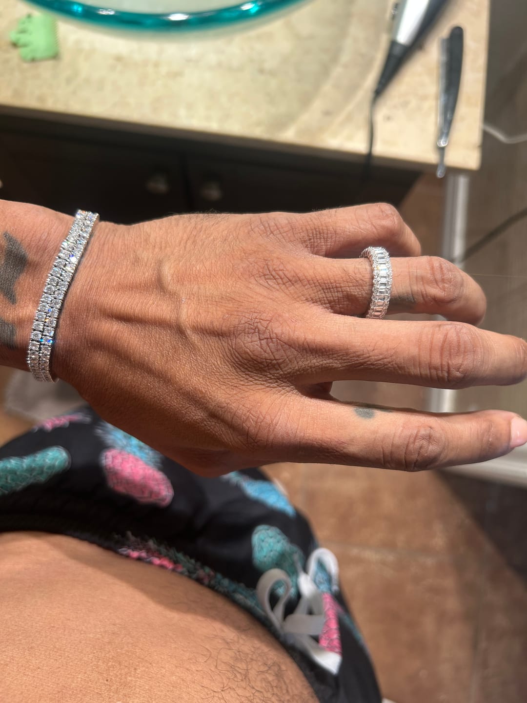 Customer photo review of Baguette Prong Moissanite Band Ring - Silver - D Color - VVS1