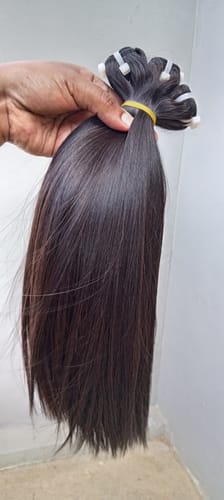 Customer photo review of Vietnamese Super Double Drawn Bone Straight Natural Black Bundles