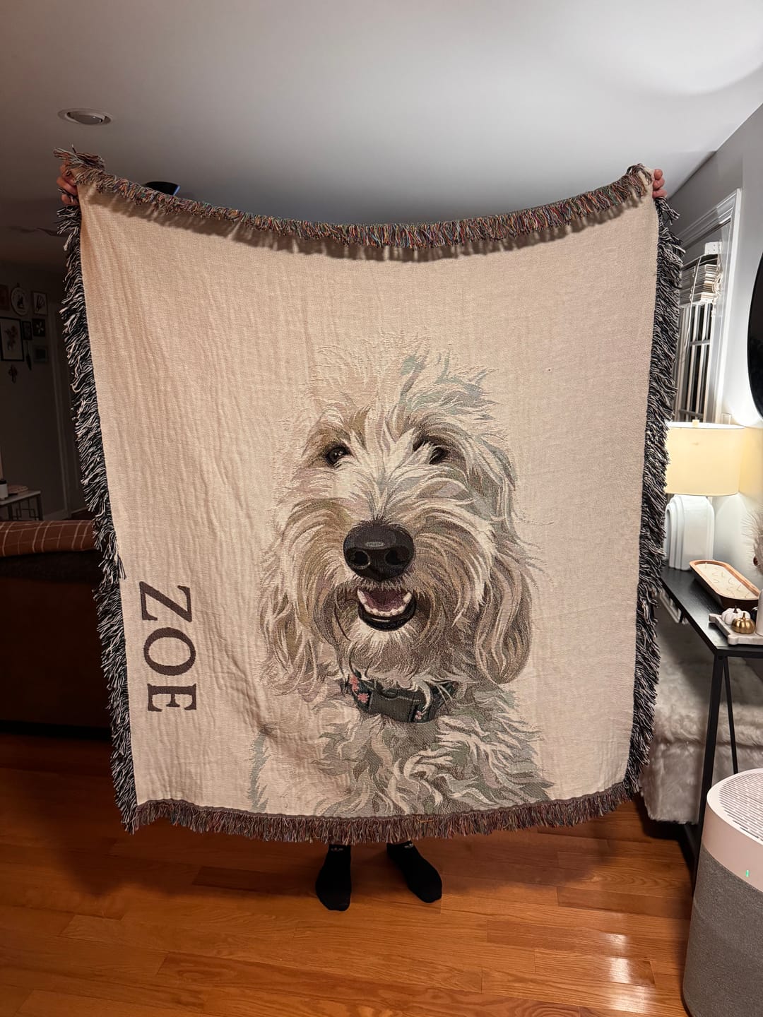 Customer photo review of Custom Heirloom Pet Throw Blanket