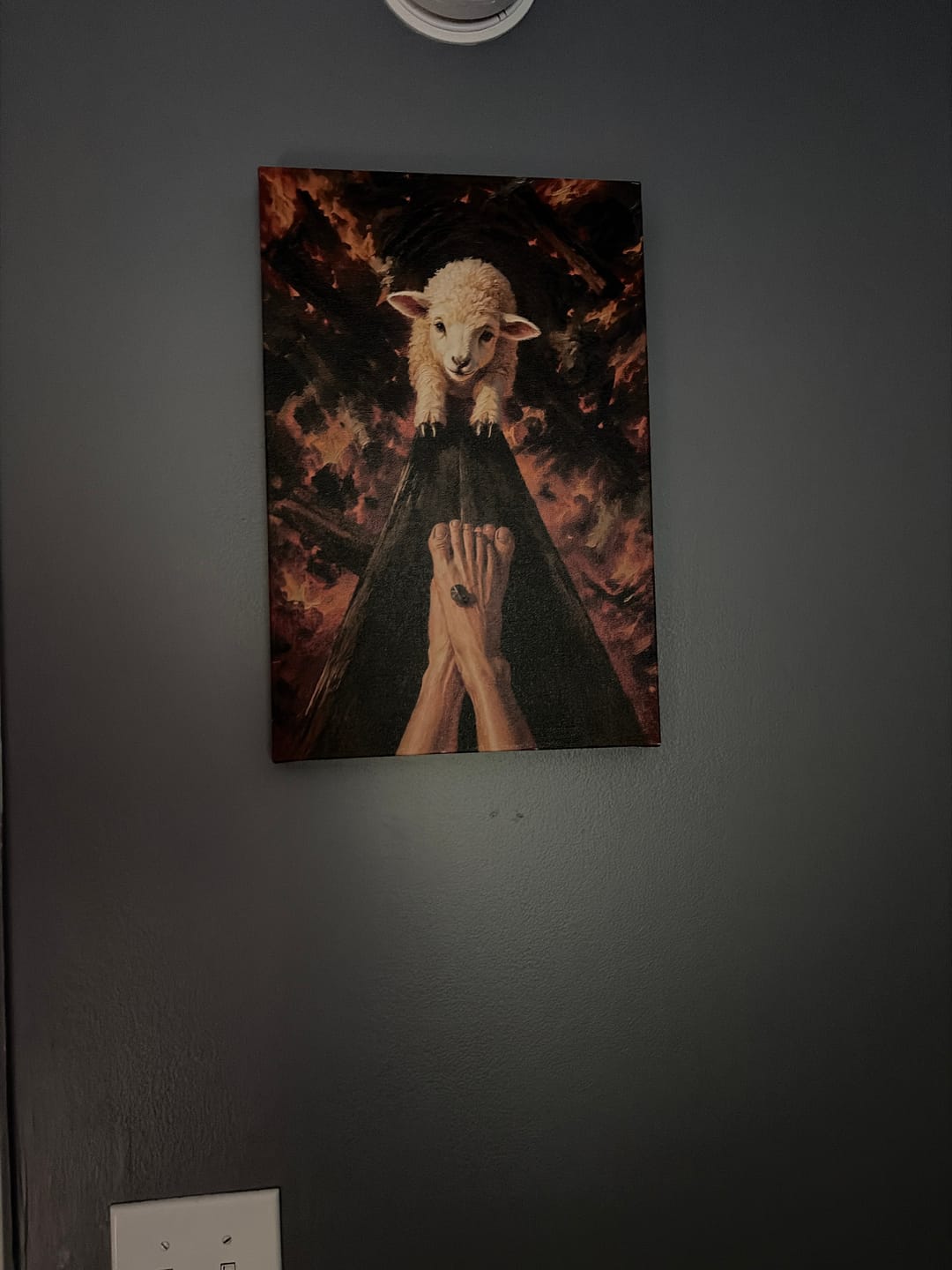 Customer photo review of Lamb of God on the Cross with Jesus' Pierced Feet - Christian Canvas Wall Art
