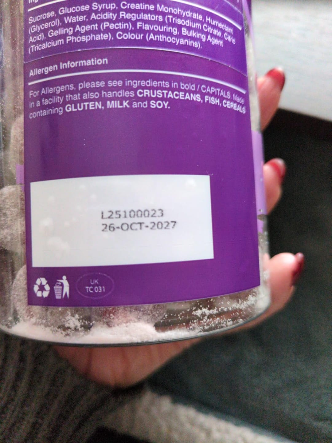 Customer photo review of Warrior Creatine Monohydrate Gummies – 3000mg – 90 Gummies (Lab Tested)