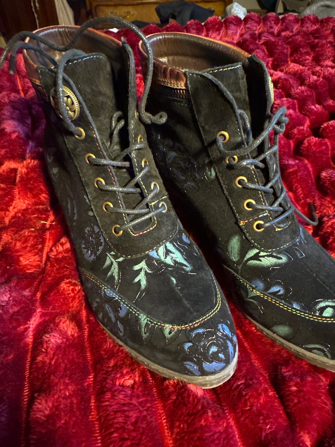 Customer photo review of Vintage Nocturne Blossom Ankle Boots