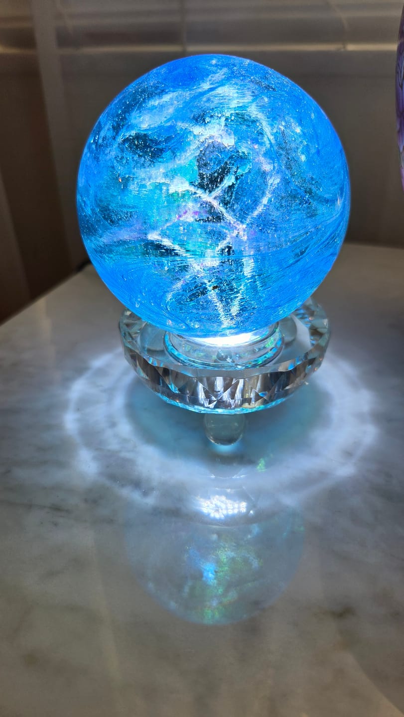 Customer photo review of Dichroic Explosion Orb with Cremation Ash