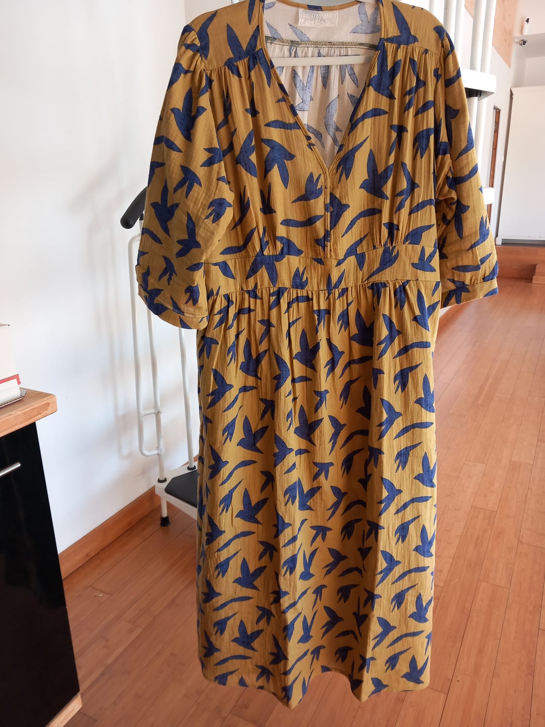 Customer photo review of Robe Clara manches 3/4 - double gaze de coton hirondelles