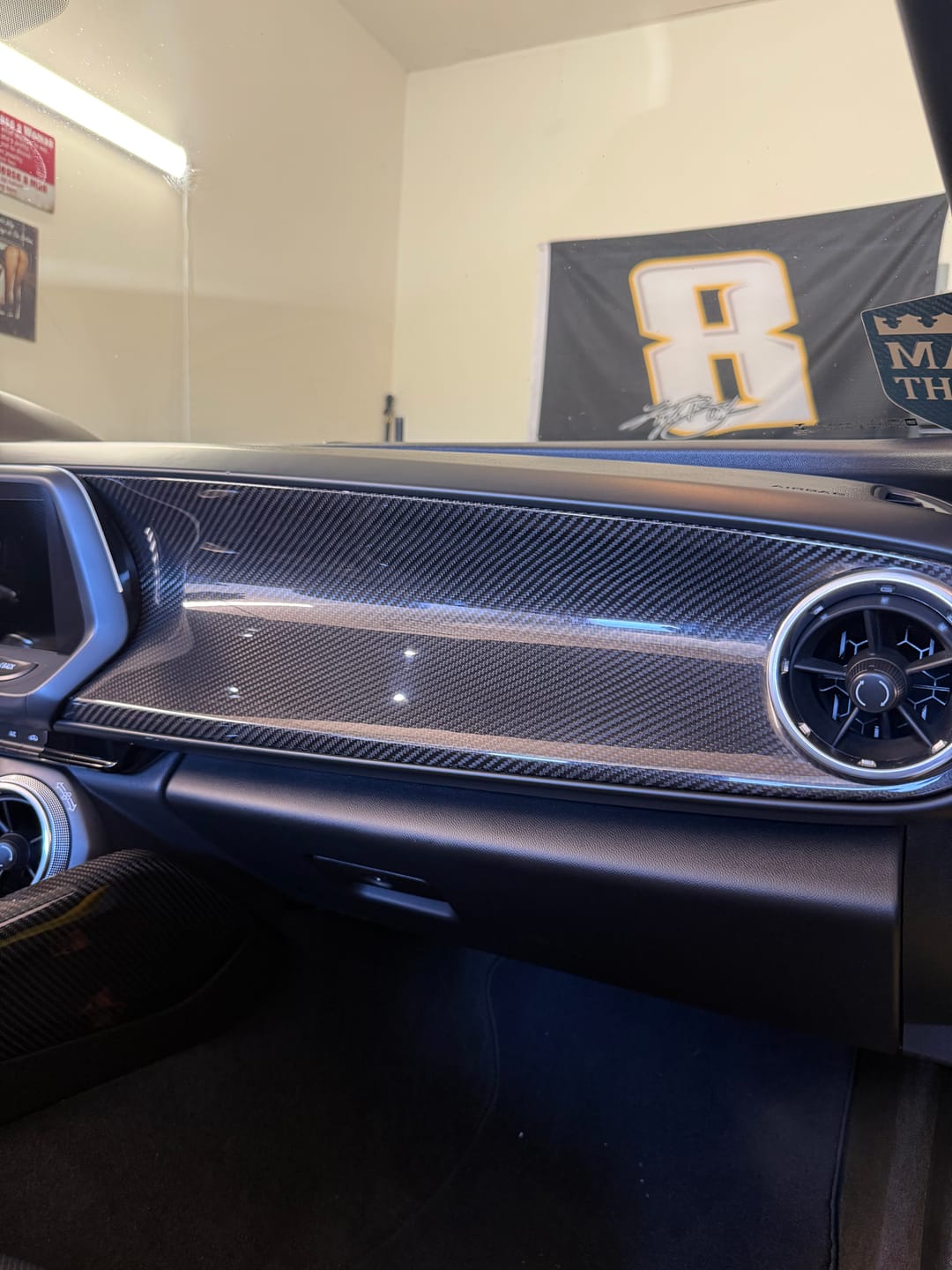 Customer photo review of 2016-24 Camaro Dry Carbon Fiber Dashboard Instrument Panel Cover Replacement