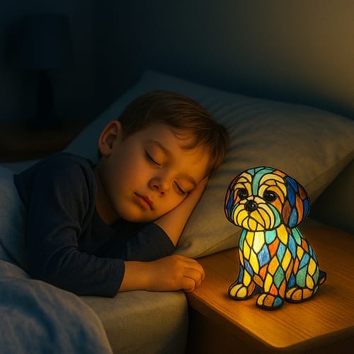 Customer photo review of Luminous dog - handmade lamp that makes hearts shine