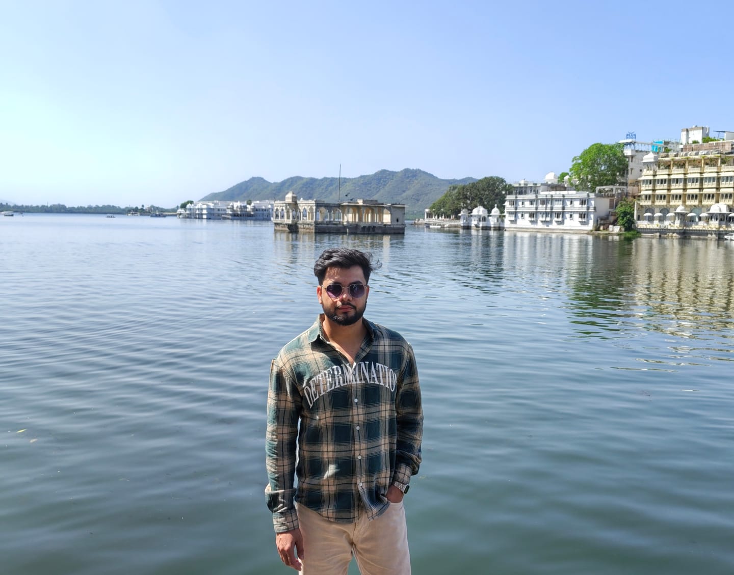 Customer photo review of Green Printed Checks Shirt 100% Cotton