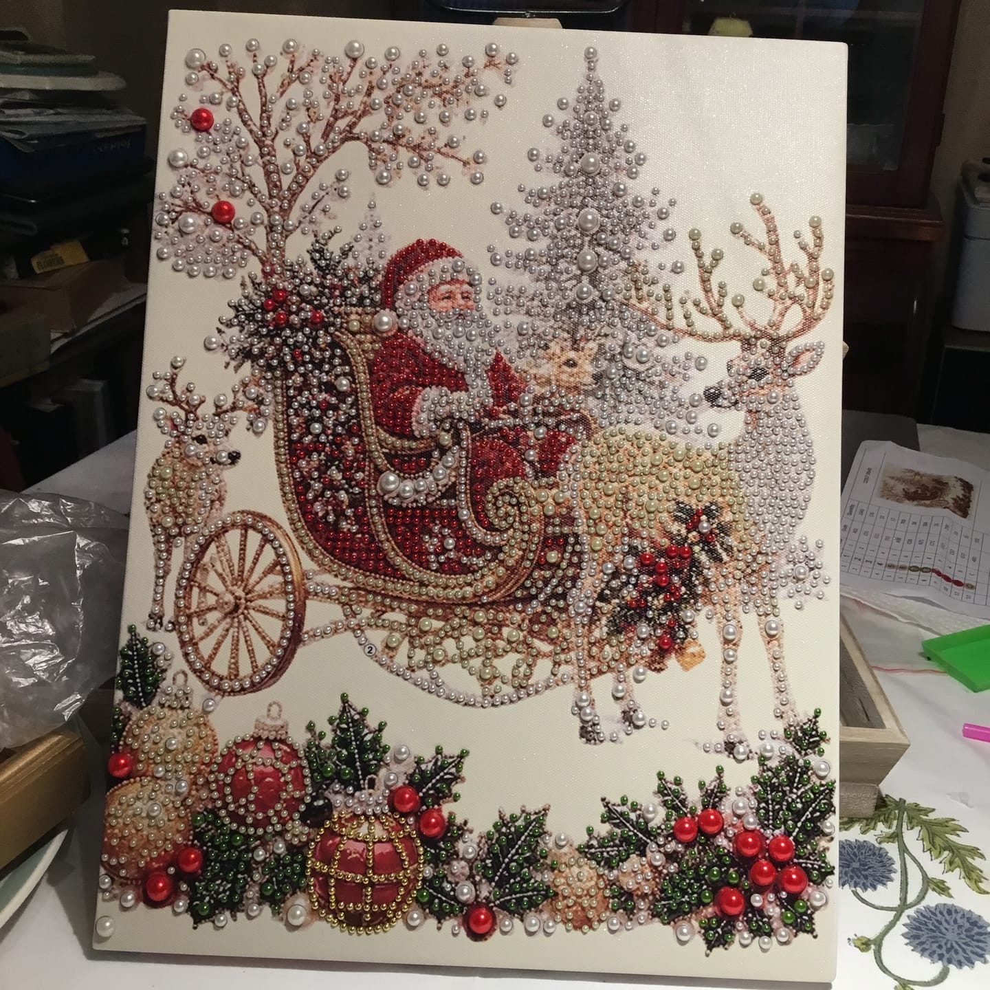 Customer photo review of Personalized 3D Pearl Art DIY Kit – Custom Name Holiday Canvas Wall Decor