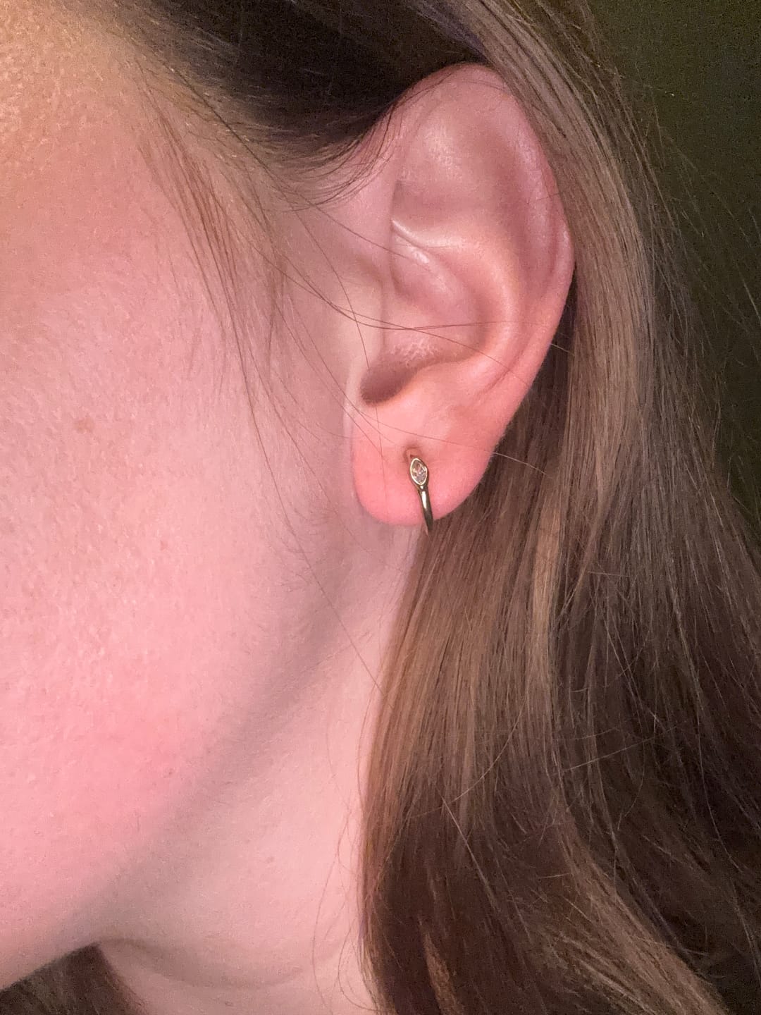 Customer photo review of Tiny Marquise Hoop Clip On Earrings in Gold