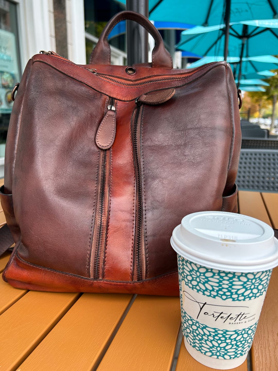 Customer photo review of Casual Travel Color Matching Leather Backpack