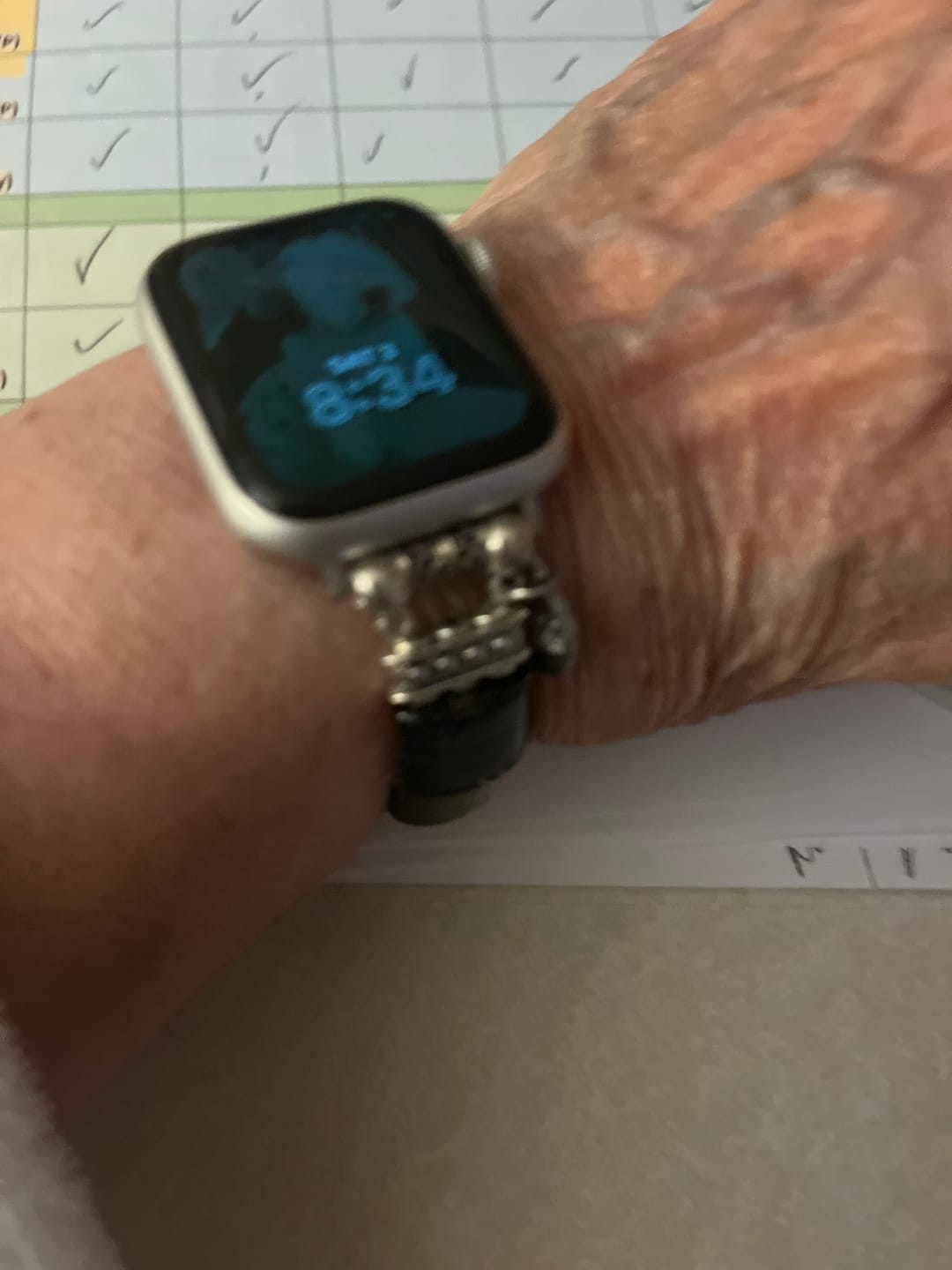 Customer photo review of Bohemian Noir Stretch Apple Watch Strap