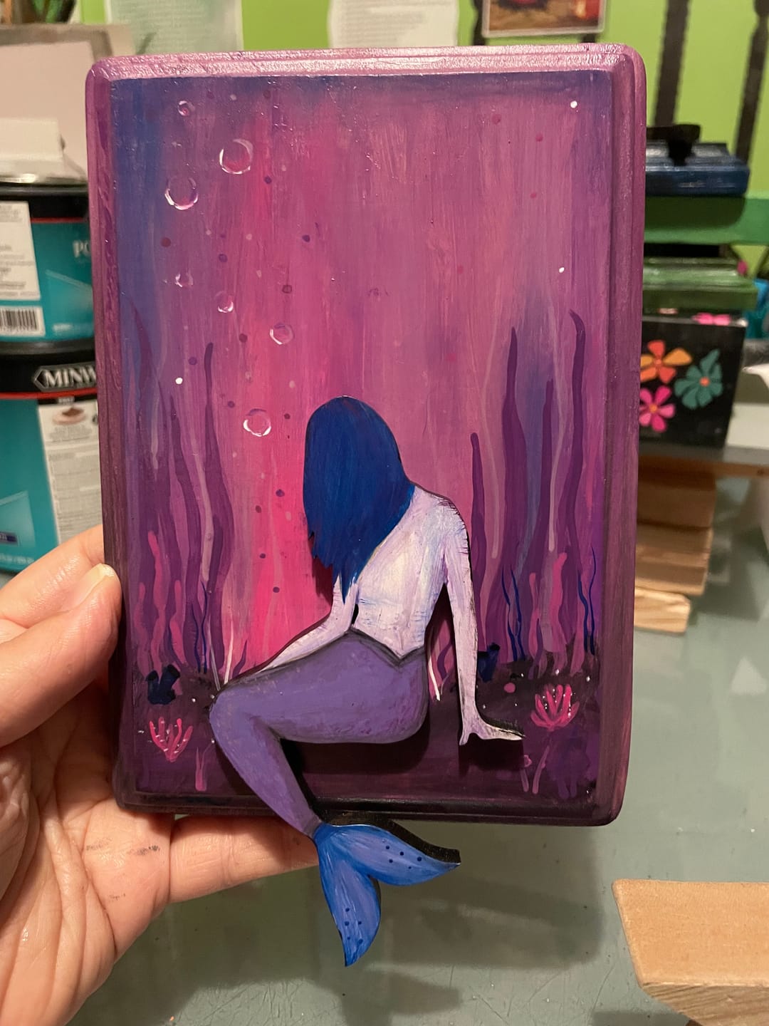 Customer photo review of Unfinished Wood Mermaid Silhouette | DIY Craft Cutout | up to 46" DIY