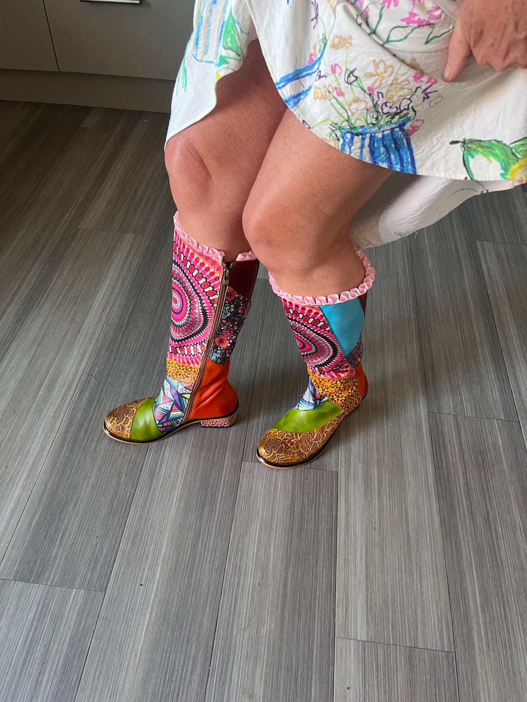 Customer photo review of Casual Retro Leather Boots Knee High Boots