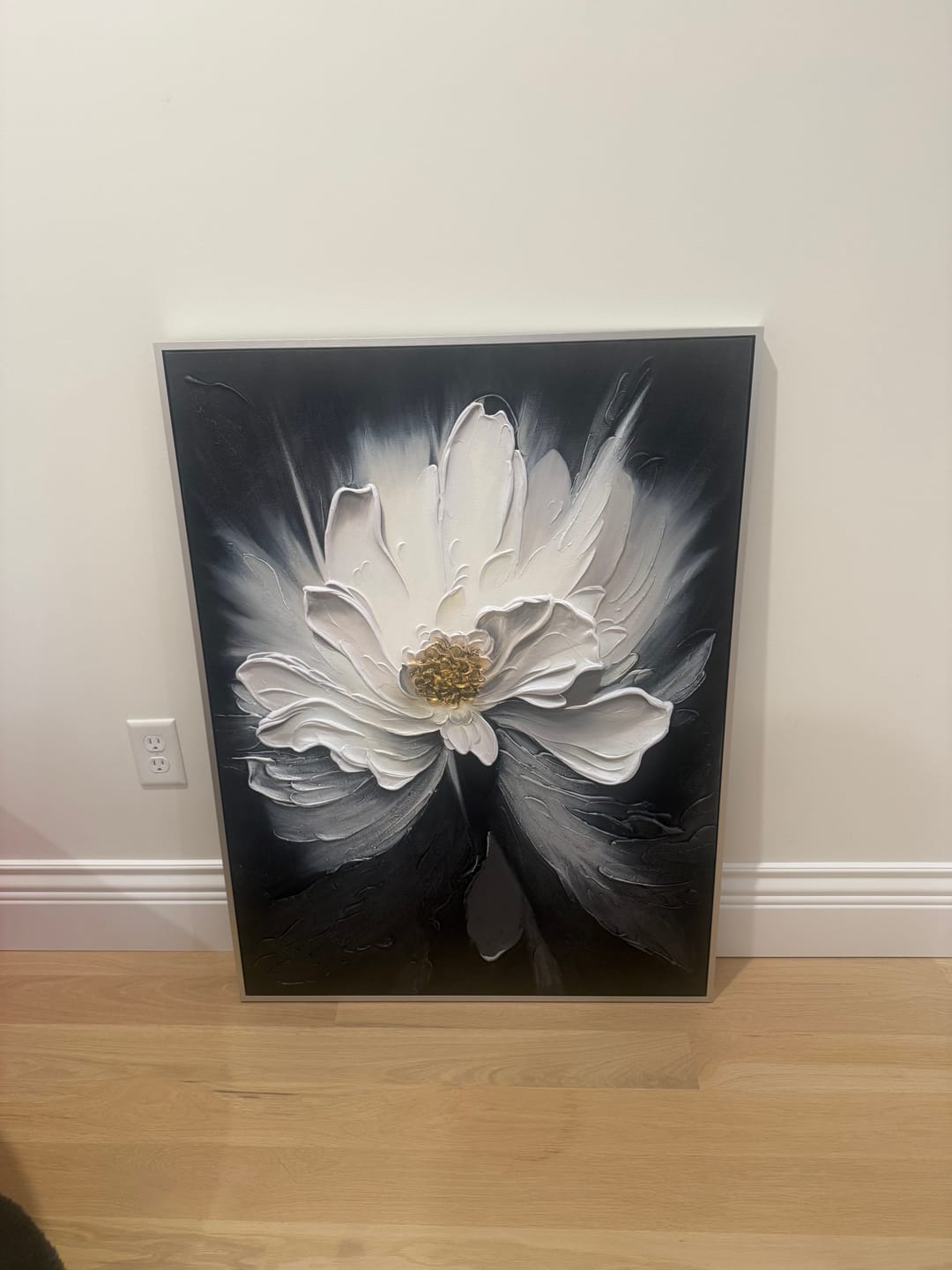 Customer photo review of Black & White Minimalist Flower And Tree Textured Canvas Art #MF021
