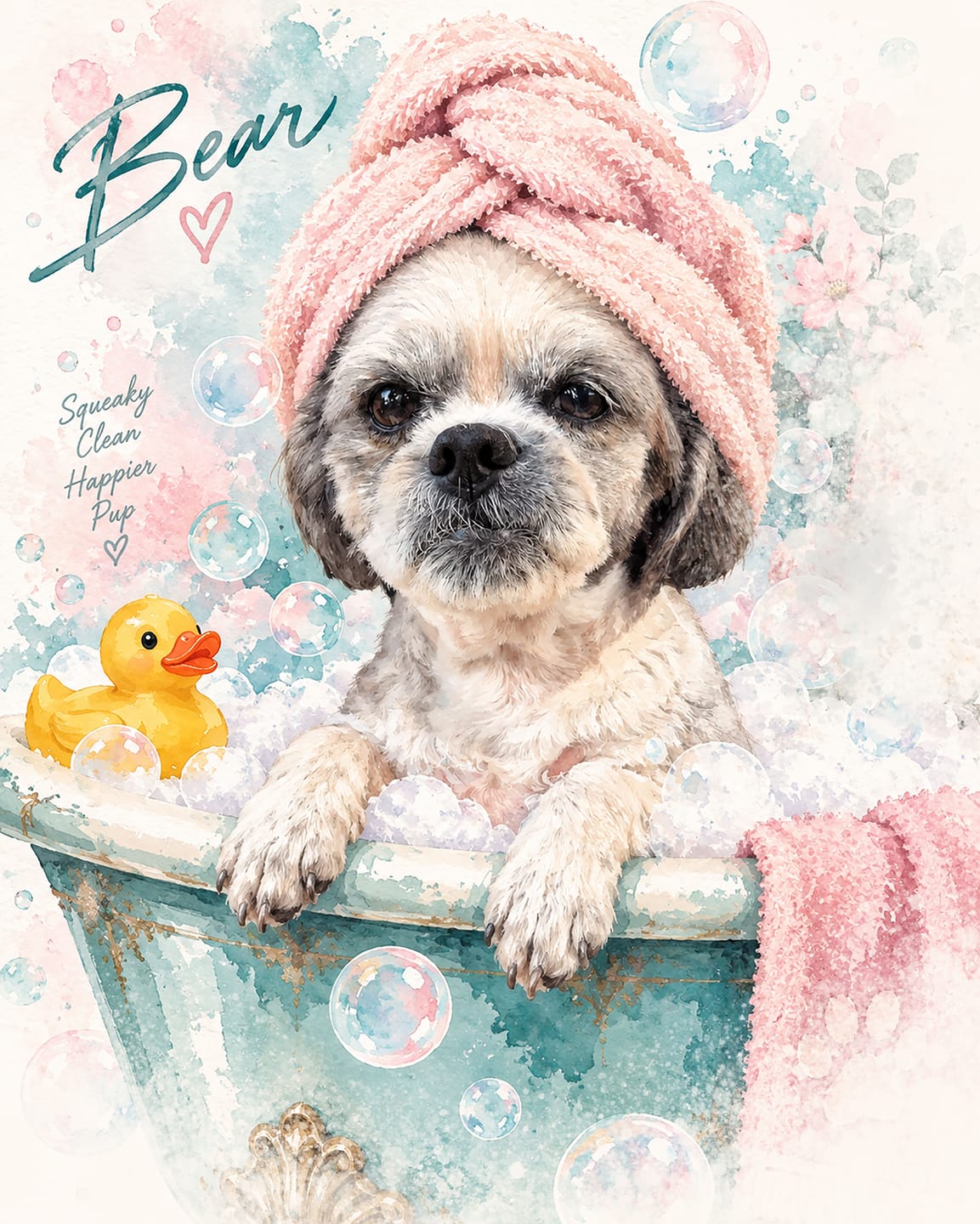 Customer photo review of Custom Pet Portrait Canvas - Bubble Time