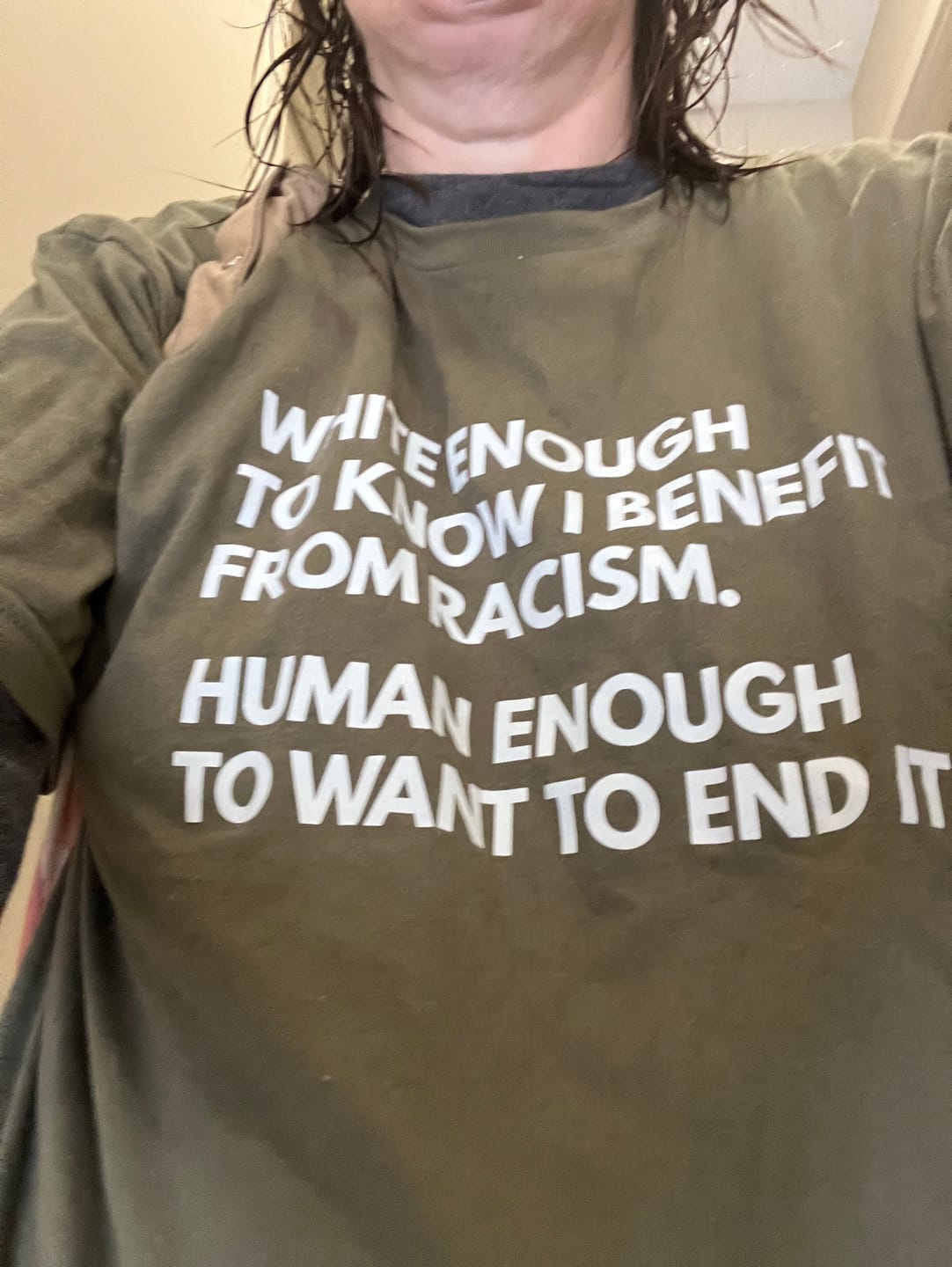 Customer photo review of Human Enough Unisex T-Shirt