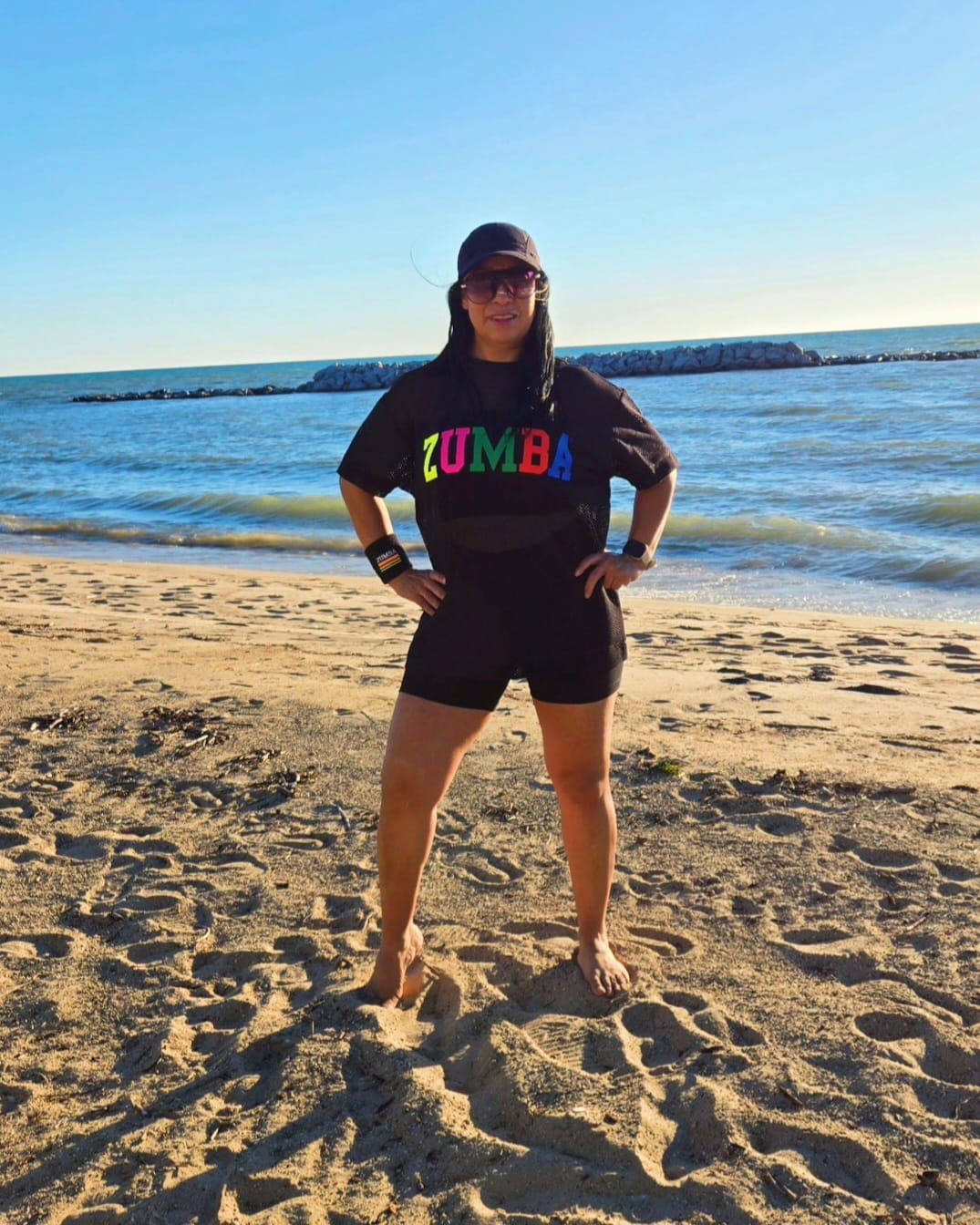 Customer photo review of Zumba Worldwide Boxy Mesh Top