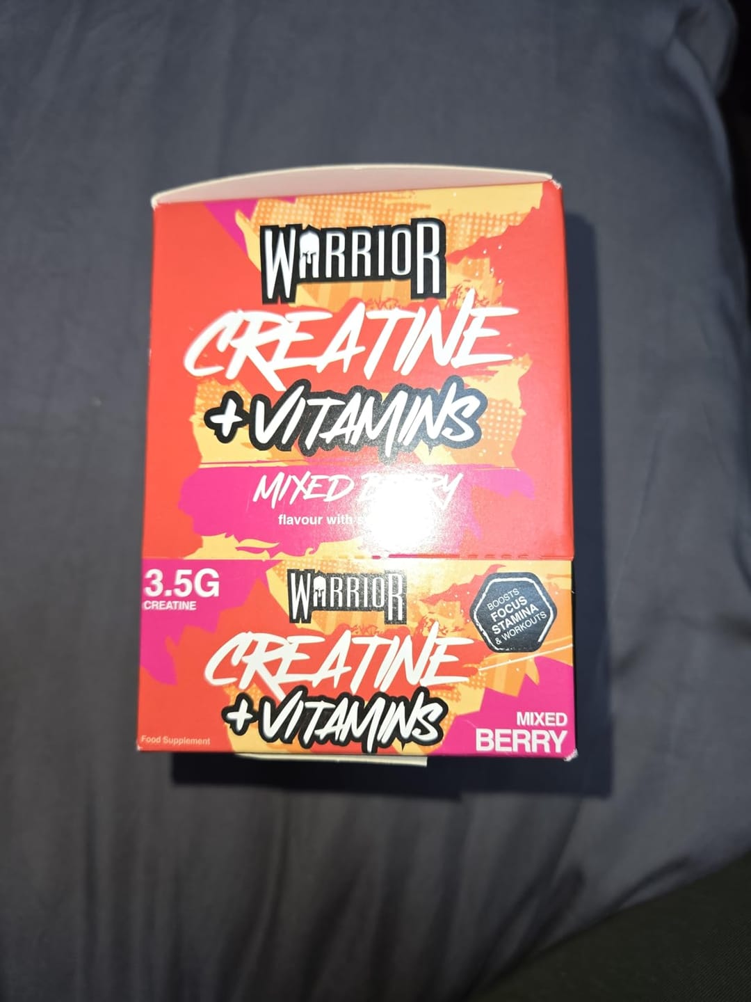 Customer photo review of Warrior Creatine Plus Vitamins – 15 Sachet Pack (30 Servings)