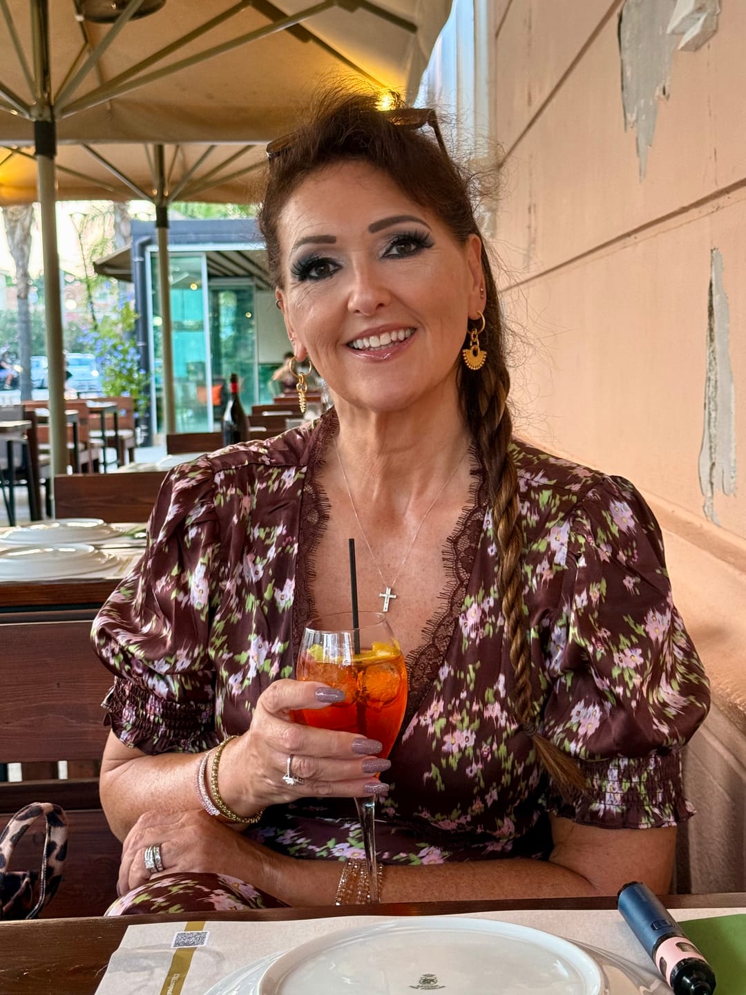 Customer photo review of Navy Floral Lace Trim V Neck Midi Dress