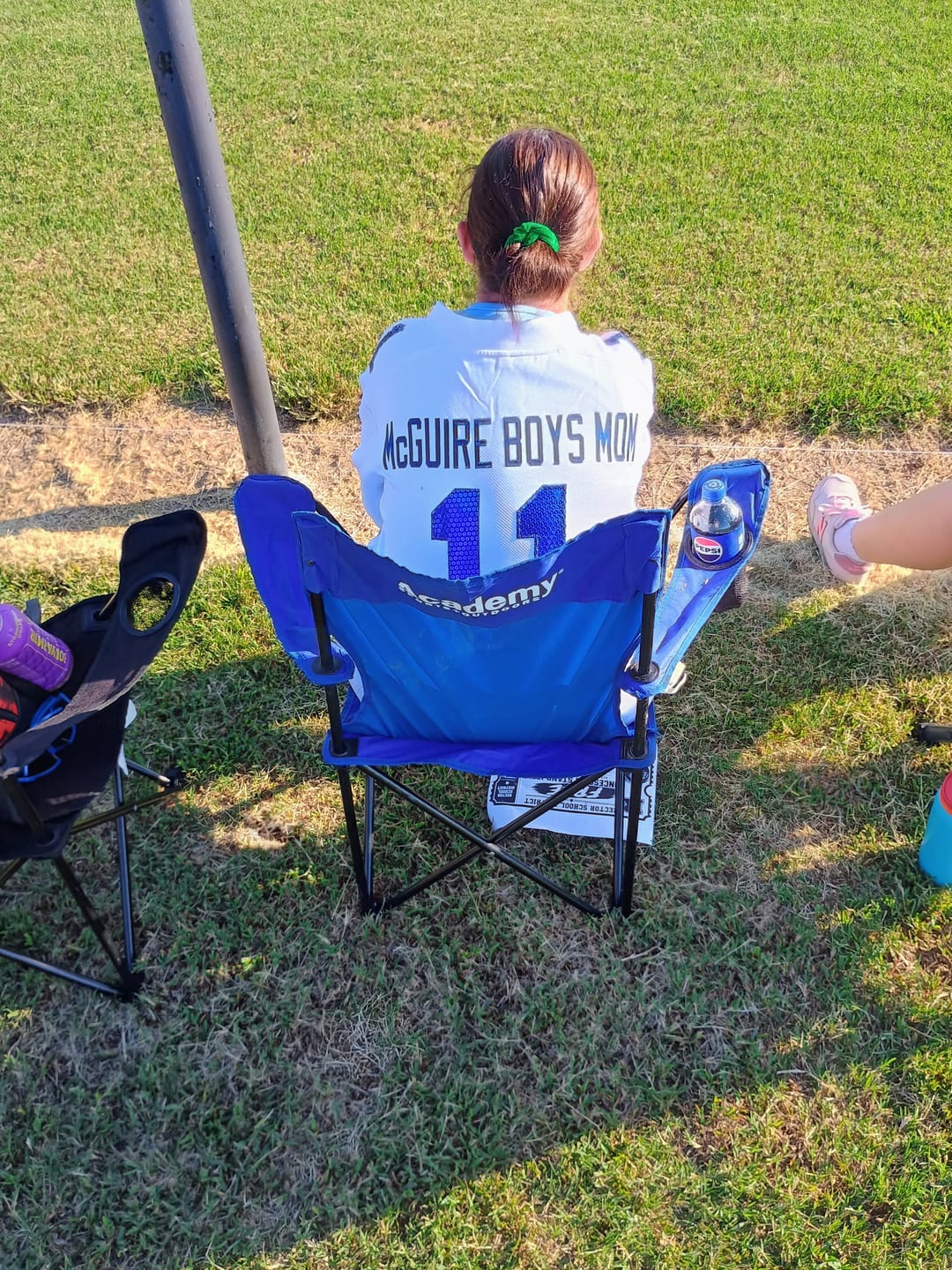 Customer photo review of Custom White Royal Blue sequin lettering Moisture-Wicking Football Jersey