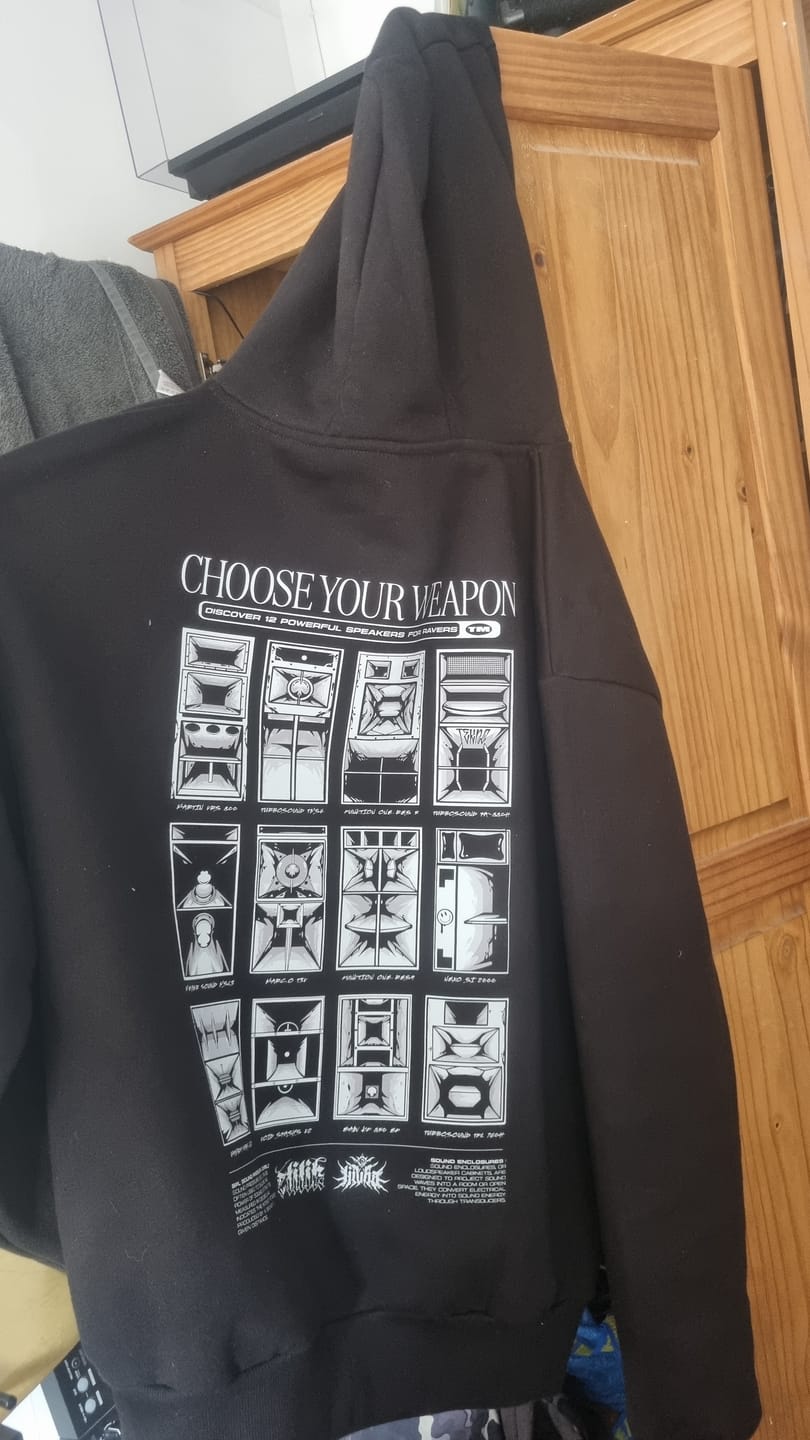 Customer photo review of Choose Your Weapon - Hoodie