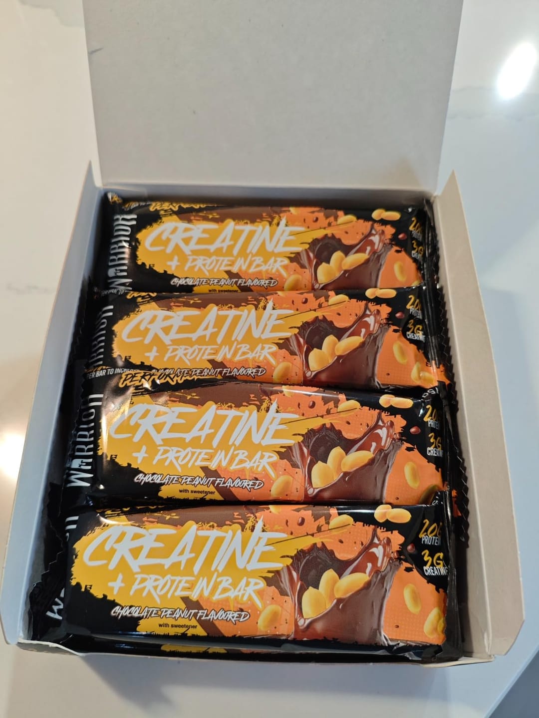 Customer photo review of Warrior Creatine Protein Bars - 12 Bars - Strength + Muscle + Recovery