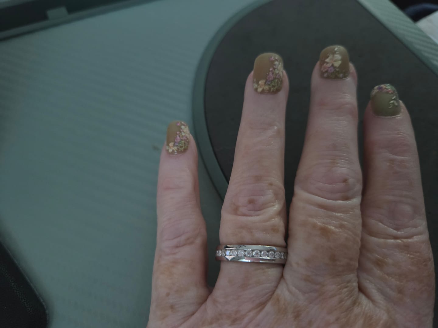 Customer photo review of Channel Set Moissanite Eternity Wedding Band