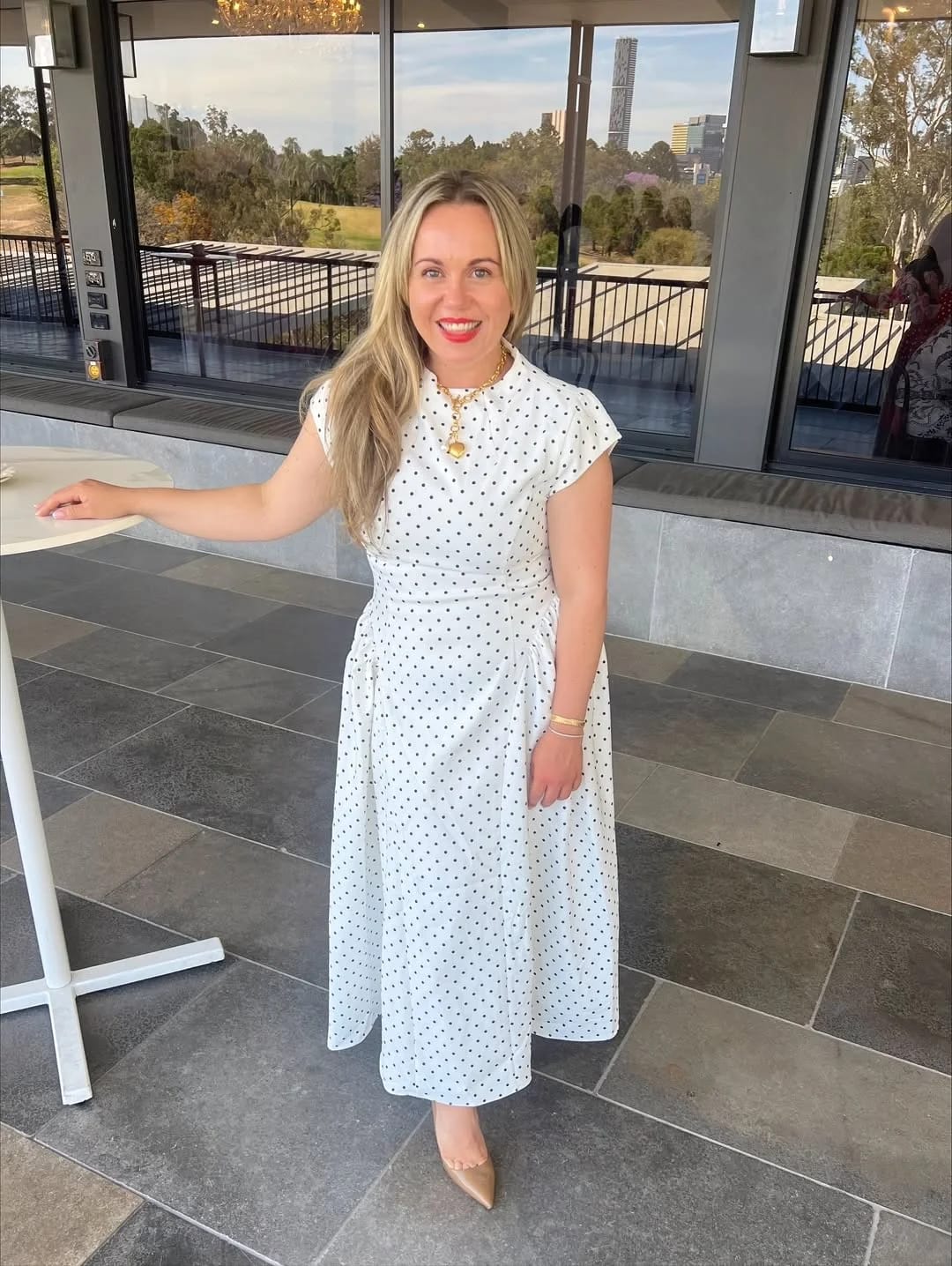 Customer photo review of Retro Polka Dot A-Line Short Sleeve Dress