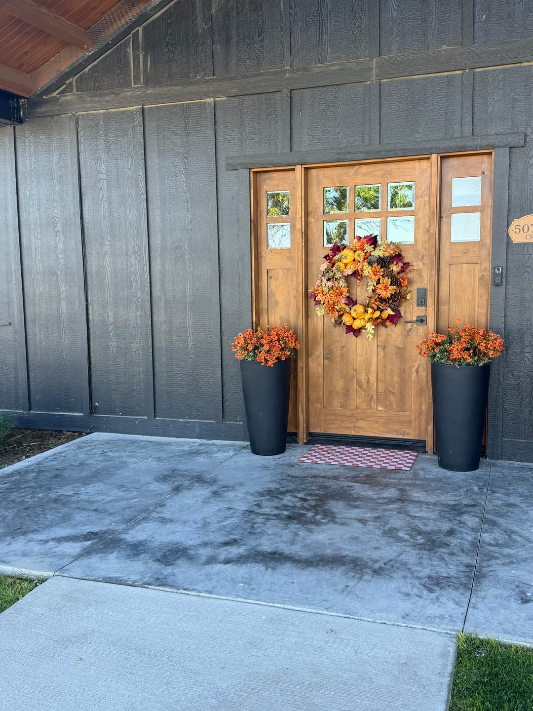 Customer photo review of 4Pcs Colorful Fall Fake Flowers - UV Resistant Artificial Outdoor Plants for Halloween Porch Decor