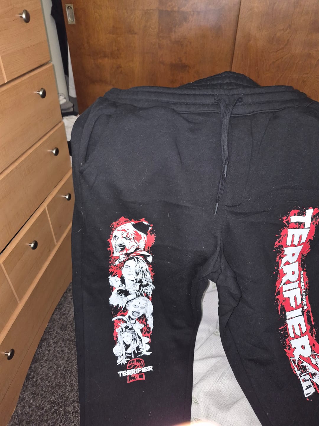 Customer photo review of Terrifier 2 Bloody Good Joggers Fleece Pants