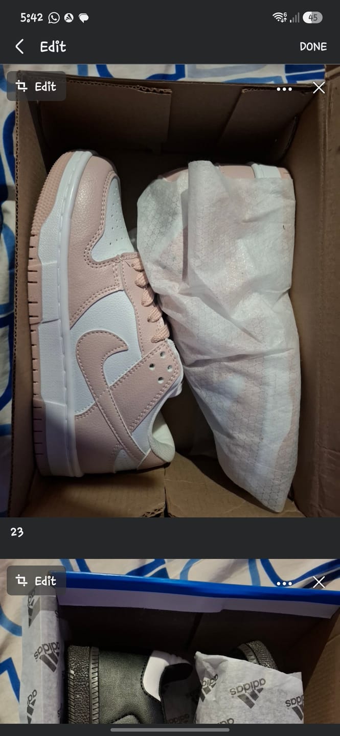 Customer photo review of Tenis Dunk Maquillaje Blanco Maquillaje