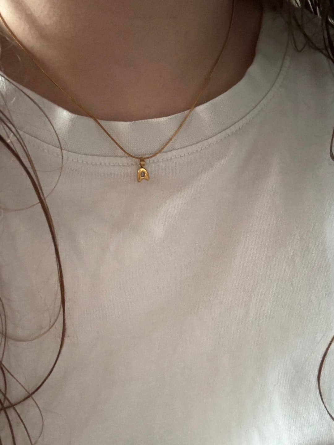 Customer photo review of Bubble Letter Necklace