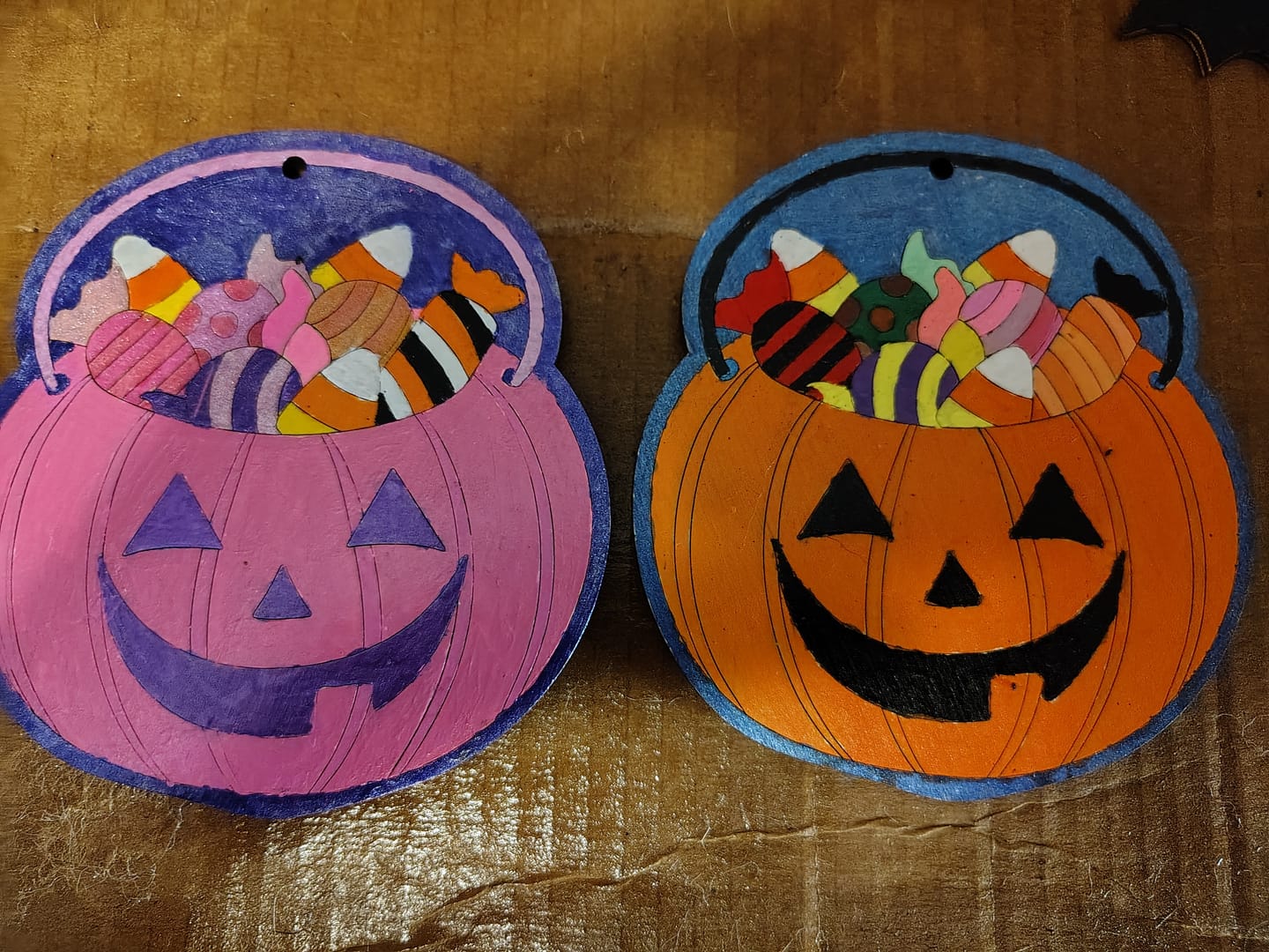 Customer photo review of Unfinished Wood Candy Jack-O-Lantern Shape - Craft - up to 46"