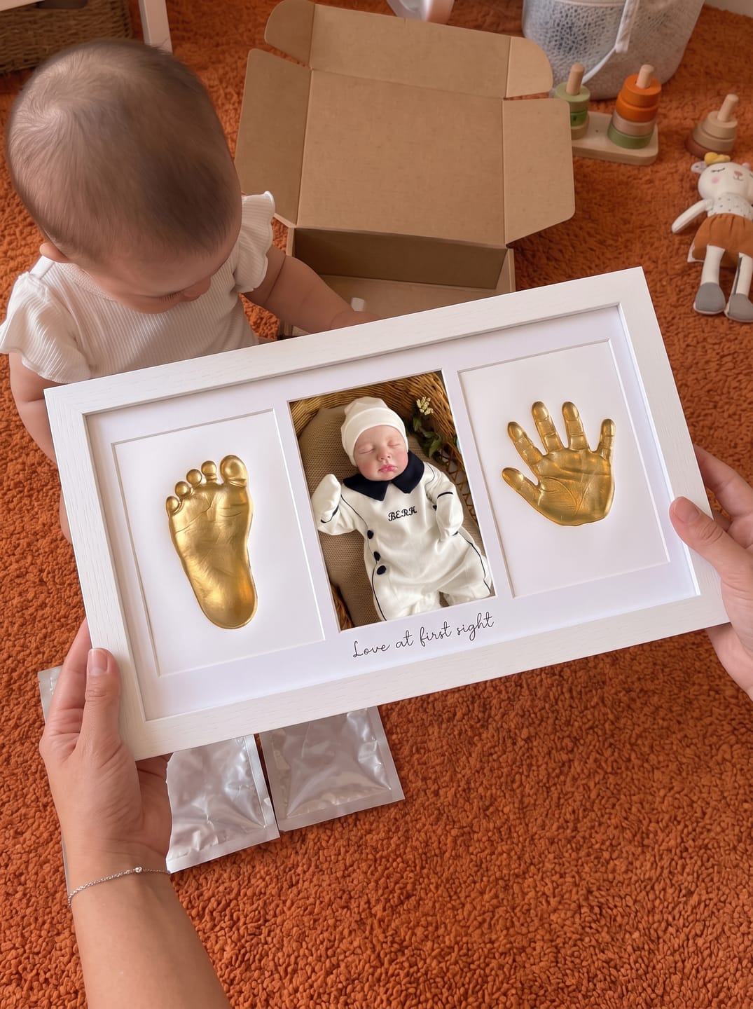 Customer photo review of Baby Handprint & Footprint Keepsake Frame