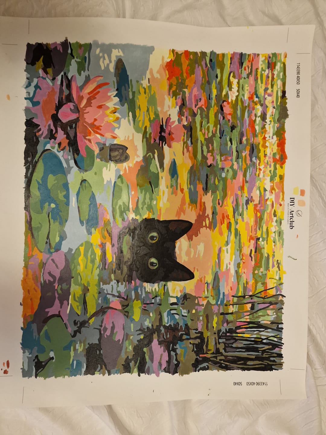 Customer photo review of A Water lilies cat | Paint by Number