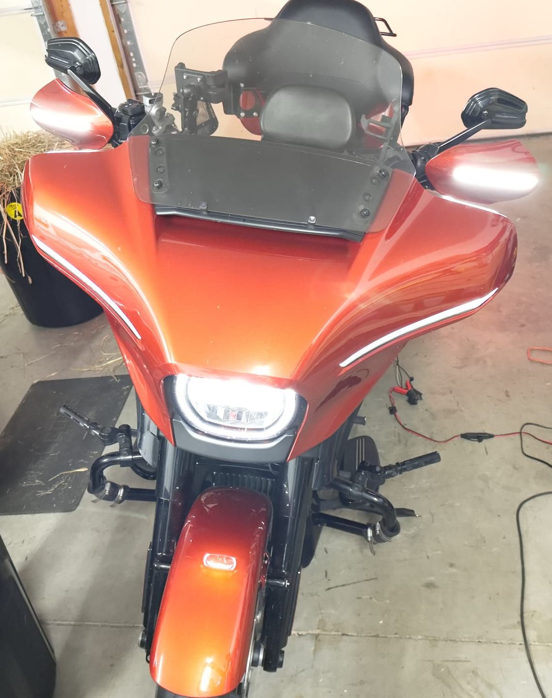 Customer photo review of Color Matched hand guard with LED for Touring & Softails fit for 2009-2026
