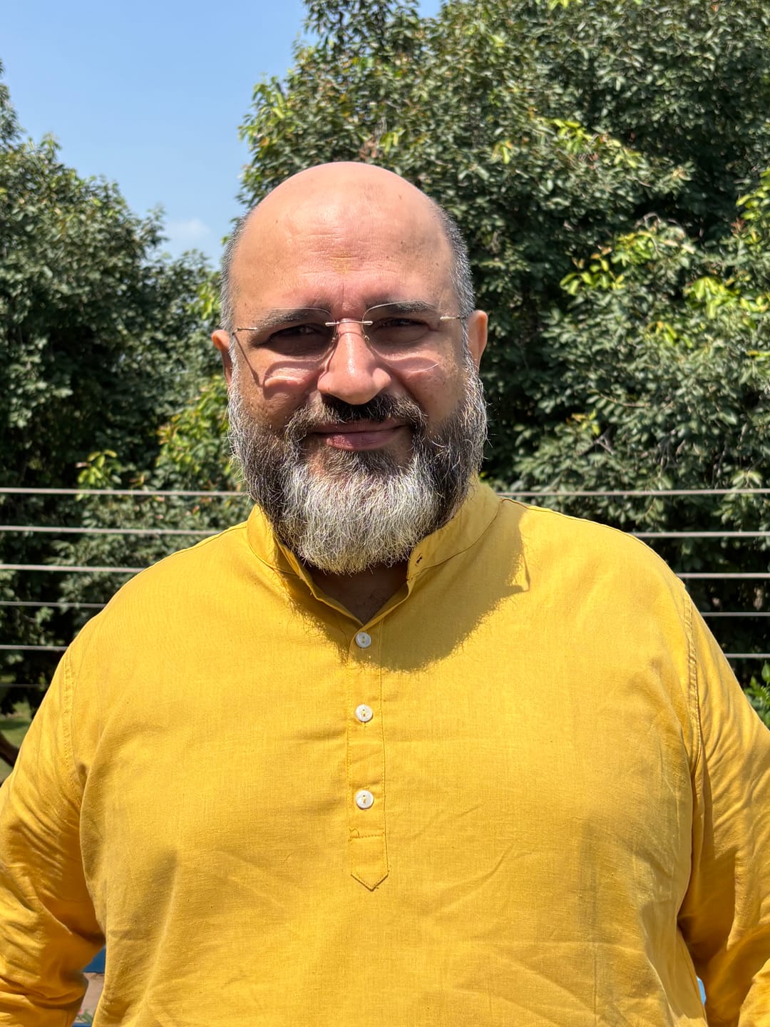 Customer photo review of Men Yellow Airy Linen Long Kurta