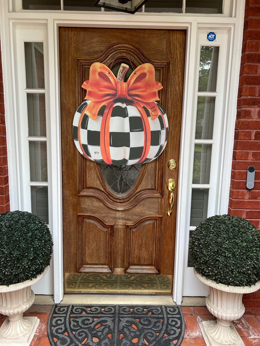 Customer photo review of Elegant Checkered Pumpkin Door Hanger