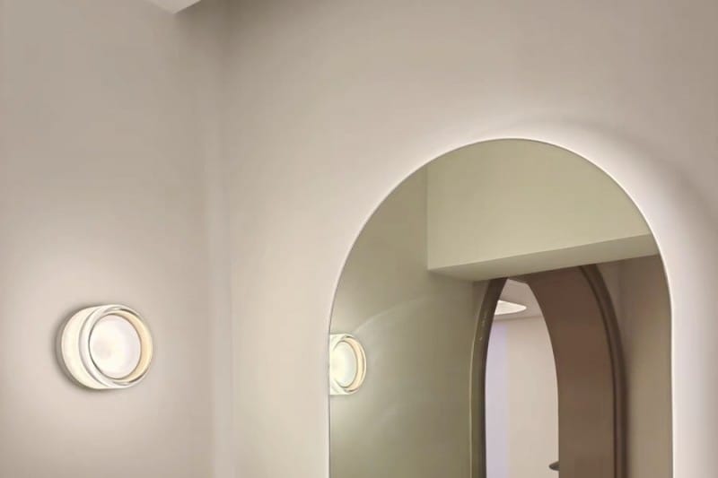 Customer photo review of Round Amber Glass Wall Sconce with Warm Light