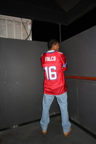 Customer photo review of Custom Red Mesh Authentic Football Jersey with White and Royal Lettering Design 0625