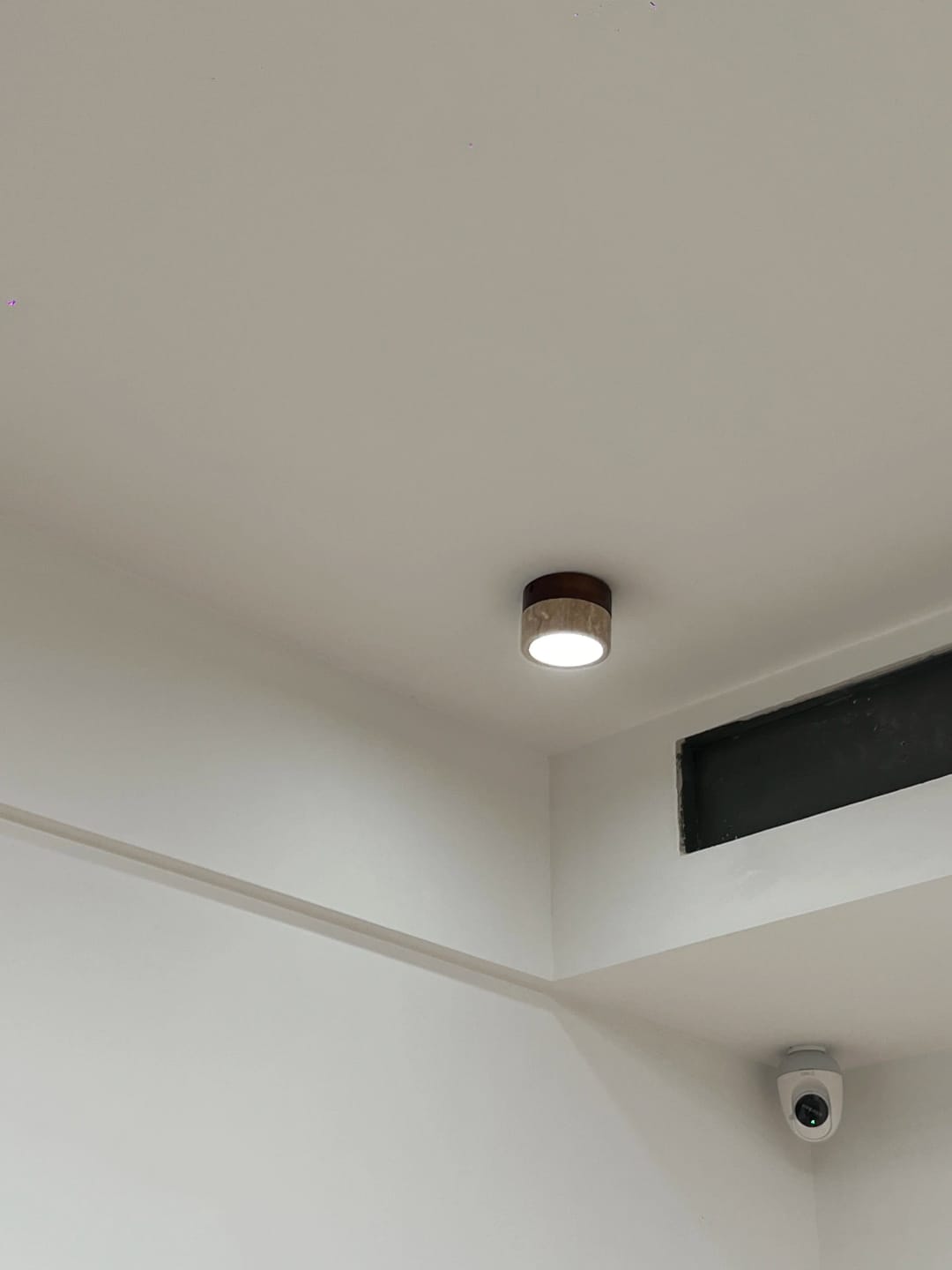 Customer photo review of Ceiling Light, Travertine and Wood, 10 cm, Cylindrical Form